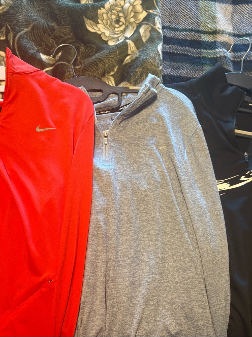 Nike women’s Quarter-Zip Performance Top in Red, Gray & Black